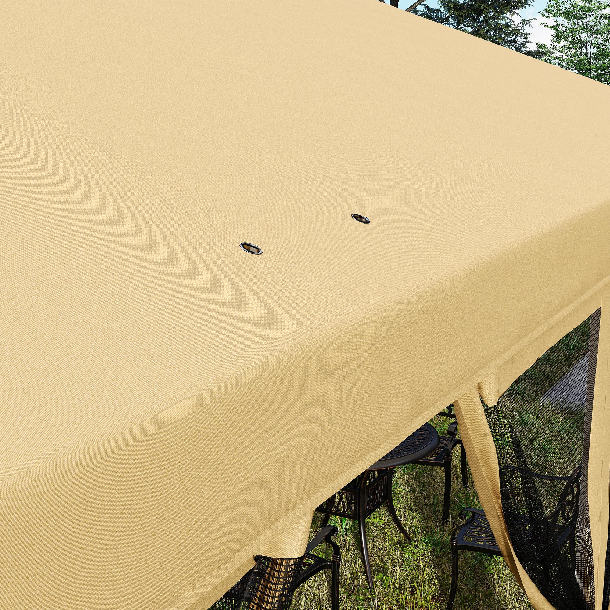 Foldable Pop-Up Gazebo 6x3 m with 6 Mesh Side Walls Anti-UV and Carrying Bag for Camping Parties Beige