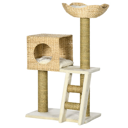 Scratching Post 100.5 cm Cat Tree with Cat Cave, Bed, Stairs, Cat Scratching Post with Sisal Scratching Posts, Cushions, for Cats up to 4.5 kg, Natural