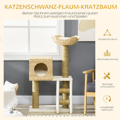 Scratching Post 100.5 cm Cat Tree with Cat Cave, Bed, Stairs, Cat Scratching Post with Sisal Scratching Posts, Cushions, for Cats up to 4.5 kg, Natural