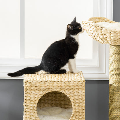 Scratching Post 100.5 cm Cat Tree with Cat Cave, Bed, Stairs, Cat Scratching Post with Sisal Scratching Posts, Cushions, for Cats up to 4.5 kg, Natural
