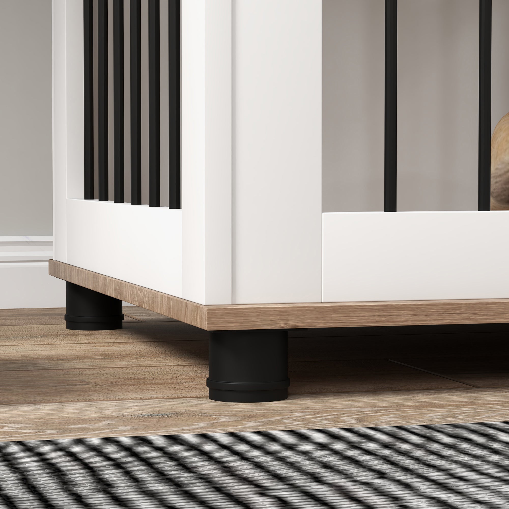 Dog Cage on Legs 2 in 1 End Table with 1 Lockable Door - 73L x 60W x 68H cm - Metal and Particle Boards