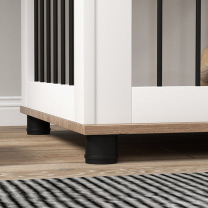 Dog Cage on Legs 2 in 1 End Table with 1 Lockable Door - 73L x 60W x 68H cm - Metal and Particle Boards