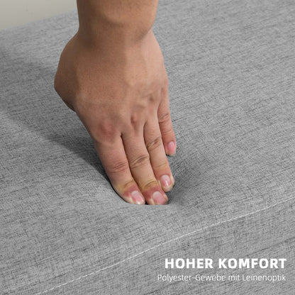 Storage Bench with Linen-look Upholstery, Bed Bench with Wooden Legs, Storage Trunk for Living Room Bedroom Hallway 110 x 39 x 45 cm, Gray