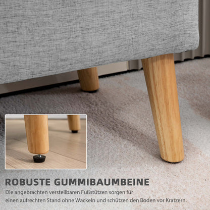 Storage Bench with Linen-look Upholstery, Bed Bench with Wooden Legs, Storage Trunk for Living Room Bedroom Hallway 110 x 39 x 45 cm, Gray