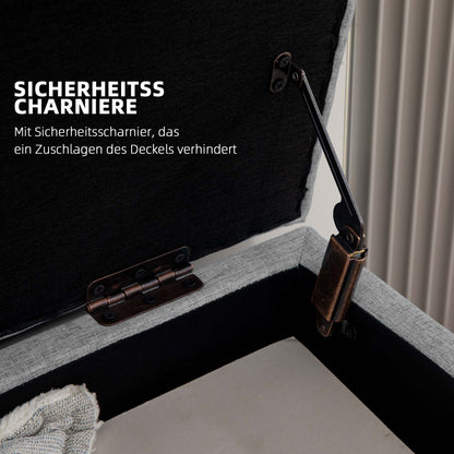 Storage Bench with Linen-look Upholstery, Bed Bench with Wooden Legs, Storage Trunk for Living Room Bedroom Hallway 110 x 39 x 45 cm, Gray