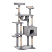 Column Scratching Post Tree 165cm with Scratching Board and Perches for Kittens and Adult Cats up to 4.5kg, Gray, 60x50x165cm