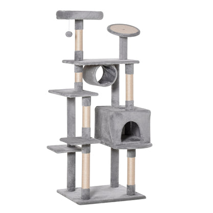 Column Scratching Post Tree 165cm with Scratching Board and Perches for Kittens and Adult Cats up to 4.5kg, Gray, 60x50x165cm