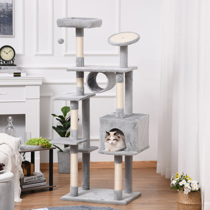 Column Scratching Post Tree 165cm with Scratching Board and Perches for Kittens and Adult Cats up to 4.5kg, Gray, 60x50x165cm