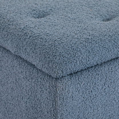 Storage Bench, Bed Bench, Upholstered Bench with Flip Top, Velvet Look, Trunk Bench, for Living Room, Bedroom, Blue, 95 x 38 x 45 cm