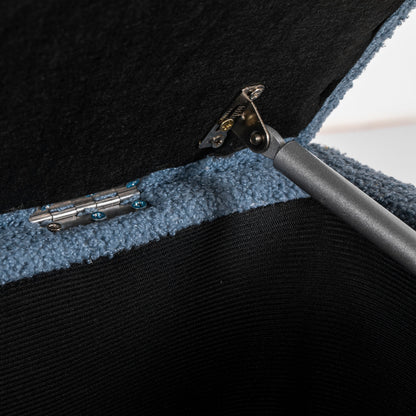 Storage Bench, Bed Bench, Upholstered Bench with Flip Top, Velvet Look, Trunk Bench, for Living Room, Bedroom, Blue, 95 x 38 x 45 cm