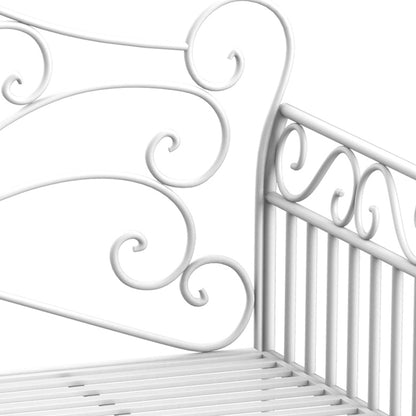 2-Seater Outdoor Bench, Romantic Style Garden Bench Iron 113.5 x 50 x 96cm White