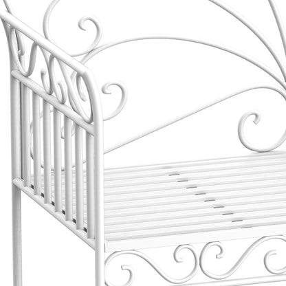 2-Seater Outdoor Bench, Romantic Style Garden Bench Iron 113.5 x 50 x 96cm White