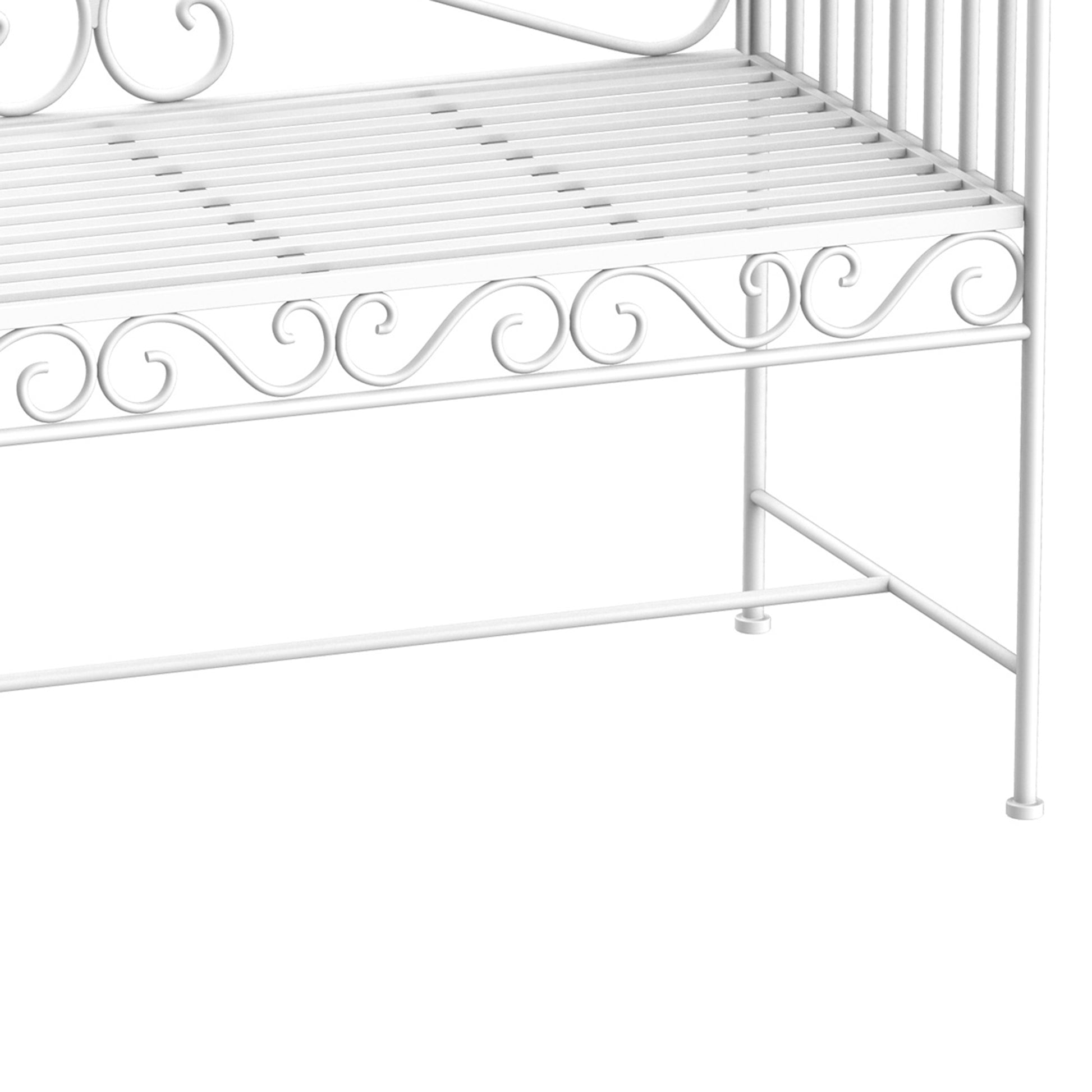 2-Seater Outdoor Bench, Romantic Style Garden Bench Iron 113.5 x 50 x 96cm White