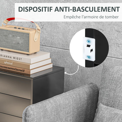 Storage Cabinet Buffet Chest of Drawers Storage Cabinet with 2 Drawers and 2 Door Cabinets, Adjustable Shelves, for Living Room, Kitchen, Bedroom, 79 x 36 x 74 cm Glossy Black