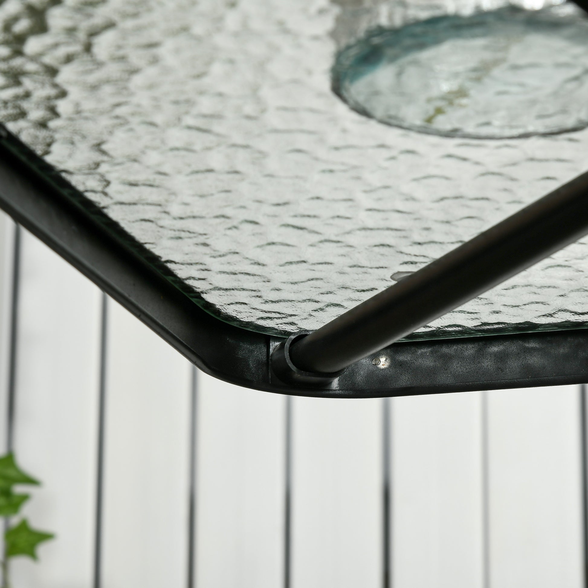 Garden Table Removable Metal 76x76 cm Weatherproof Square Balcony Table with Umbrella Hole, Non-Slip Buffet Camping Table Patio Table for Outdoor Garden, Patio Balcony Black