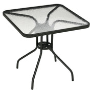 Garden Table Removable Metal 76x76 cm Weatherproof Square Balcony Table with Umbrella Hole, Non-Slip Buffet Camping Table Patio Table for Outdoor Garden, Patio Balcony Black
