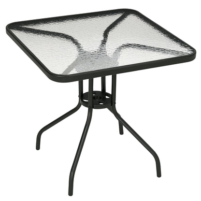 Garden Table Removable Metal 76x76 cm Weatherproof Square Balcony Table with Umbrella Hole, Non-Slip Buffet Camping Table Patio Table for Outdoor Garden, Patio Balcony Black