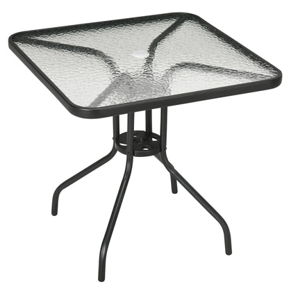 Garden Table Removable Metal 76x76 cm Weatherproof Square Balcony Table with Umbrella Hole, Non-Slip Buffet Camping Table Patio Table for Outdoor Garden, Patio Balcony Black