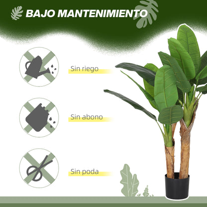 Artificial Banana Plant 120 cm with Pot and 15 Leaves Decorative Plant for Interior Green
