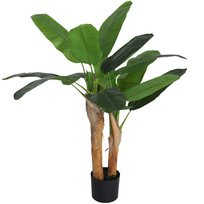 Artificial Banana Plant 120 cm with Pot and 15 Leaves Decorative Plant for Interior Green