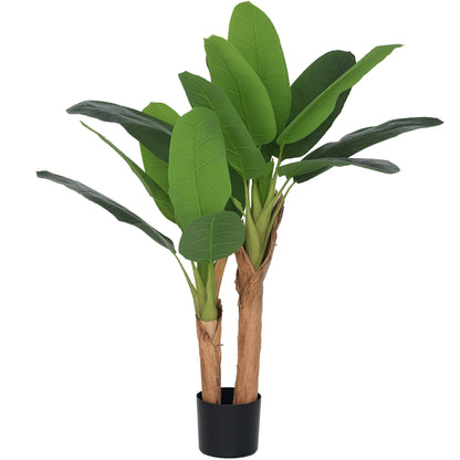 Artificial Banana Plant 120 cm with Pot and 15 Leaves Decorative Plant for Interior Green