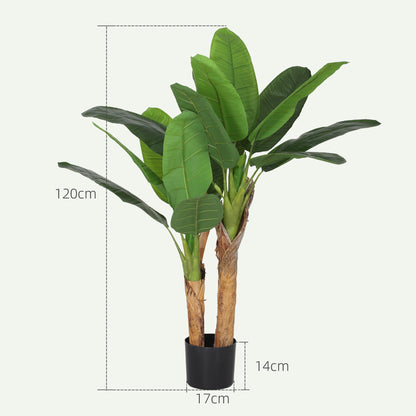Artificial Banana Plant 120 cm with Pot and 15 Leaves Decorative Plant for Interior Green