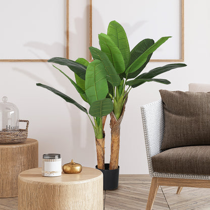Artificial Banana Plant 120 cm with Pot and 15 Leaves Decorative Plant for Interior Green