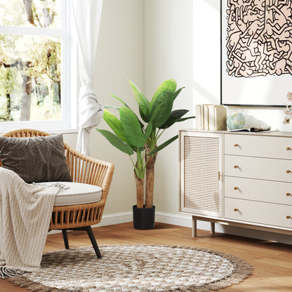 Artificial Banana Plant 120 cm with Pot and 15 Leaves Decorative Plant for Interior Green