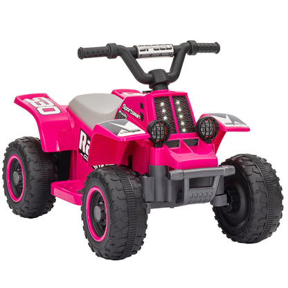 Kids Electric Quad Ride-On with Forward and Reverse Function, LED Lights, and Horn Electric Toy for 1.5-3 Year Olds Children 3 km/h Metal Pink