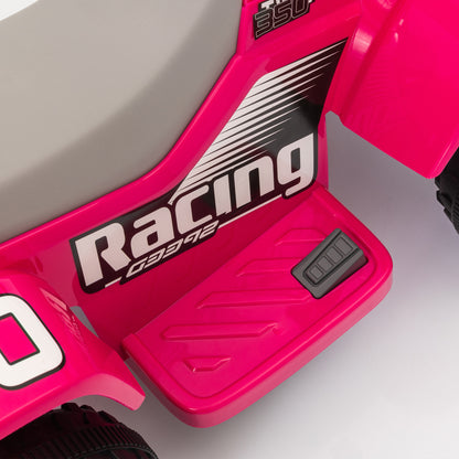 Kids Electric Quad Ride-On with Forward and Reverse Function, LED Lights, and Horn Electric Toy for 1.5-3 Year Olds Children 3 km/h Metal Pink