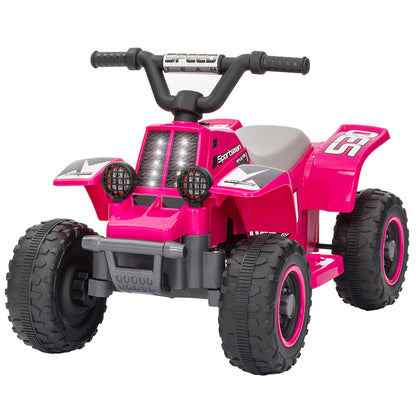 Kids Electric Quad Ride-On with Forward and Reverse Function, LED Lights, and Horn Electric Toy for 1.5-3 Year Olds Children 3 km/h Metal Pink