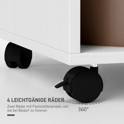 Mobile Wardrobe Closet with Shelf 4 Swivel Wheels for Living Room Bedroom, Aluminum Alloys, 60 x 40 x 127 cm, White