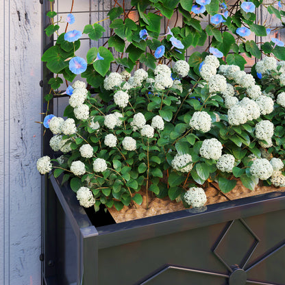 Raised Planter with Trellis, Garden Elevated Bed, Outdoor Flower Box - diamond pattern, drainage holes, galvanized steel flower bed for balcony terrace patio, 90x40x120 cm, black