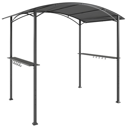 BBQ Shelter Gazebo 245 x 152 x 218 cm Steel with Side Shelves & Hooks — Outdoor Barbecue Canopy for Patio, Garden, Yard, Dark Gray