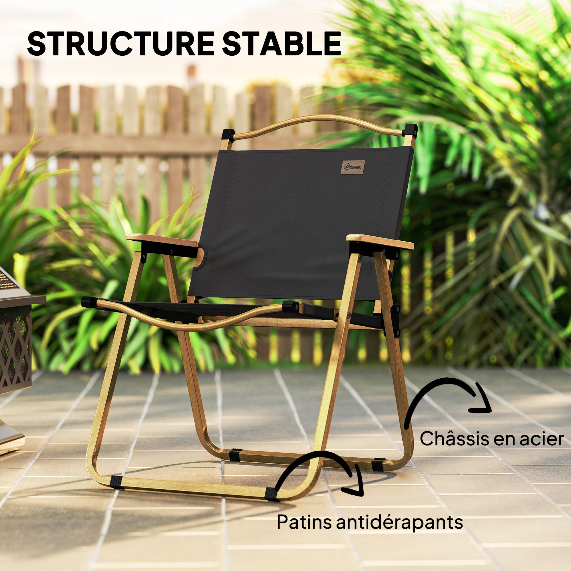 Camping Chair Fishing Chair Folding with Armrests - Oxford Fabric and Steel Structure - 54 x 59 x 78 cm - Dark Grey