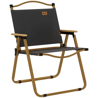 Camping Chair Fishing Chair Folding with Armrests - Oxford Fabric and Steel Structure - 54 x 59 x 78 cm - Dark Grey