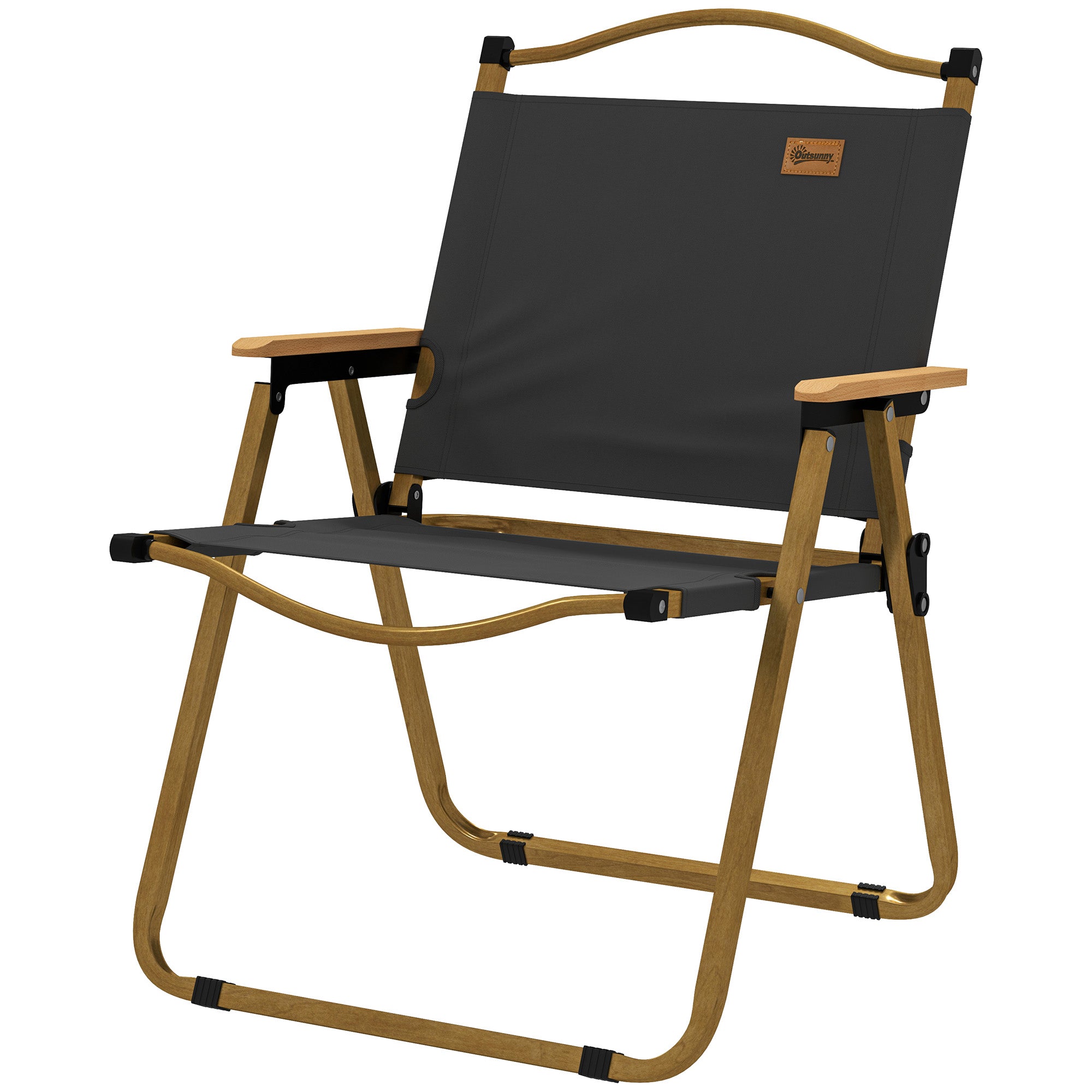 Camping Chair Fishing Chair Folding with Armrests - Oxford Fabric and Steel Structure - 54 x 59 x 78 cm - Dark Grey