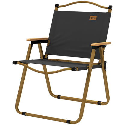 Camping Chair Fishing Chair Folding with Armrests - Oxford Fabric and Steel Structure - 54 x 59 x 78 cm - Dark Grey