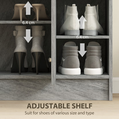 Shoe Cabinet with 4 Compartments – Holds 12 Pairs, 83 x 30 x 90 cm (Gray)