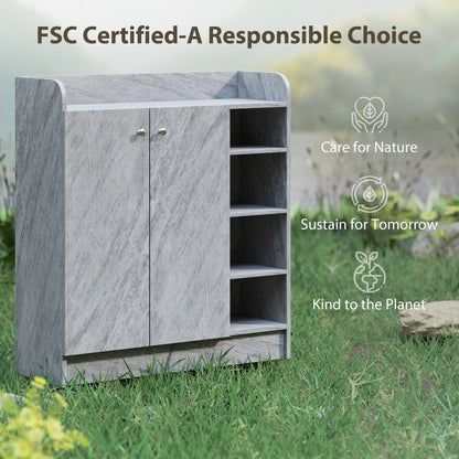 Shoe Cabinet with 4 Compartments – Holds 12 Pairs, 83 x 30 x 90 cm (Gray)