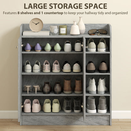 Shoe Cabinet with 4 Compartments – Holds 12 Pairs, 83 x 30 x 90 cm (Gray)