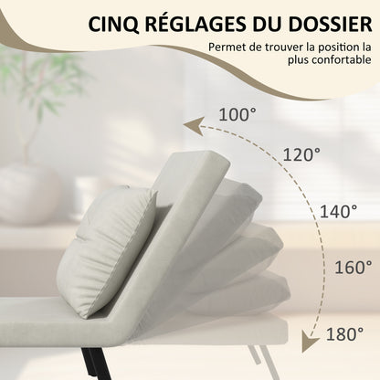Single-Seater Convertible Armchair 4-in-1 Convertible Sofa Armchair Bed with Adjustable 5-Position Backrest, Cushion Included, 1-Seater Sofa Bed for Guests, Living Room, Load 120 kg Cream