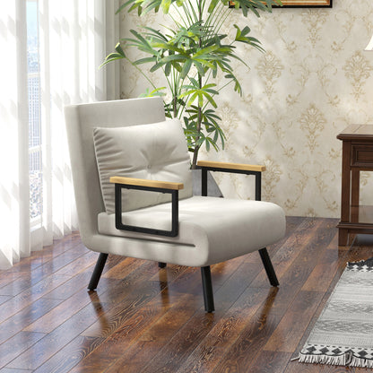 Single-Seater Convertible Armchair 4-in-1 Convertible Sofa Armchair Bed with Adjustable 5-Position Backrest, Cushion Included, 1-Seater Sofa Bed for Guests, Living Room, Load 120 kg Cream