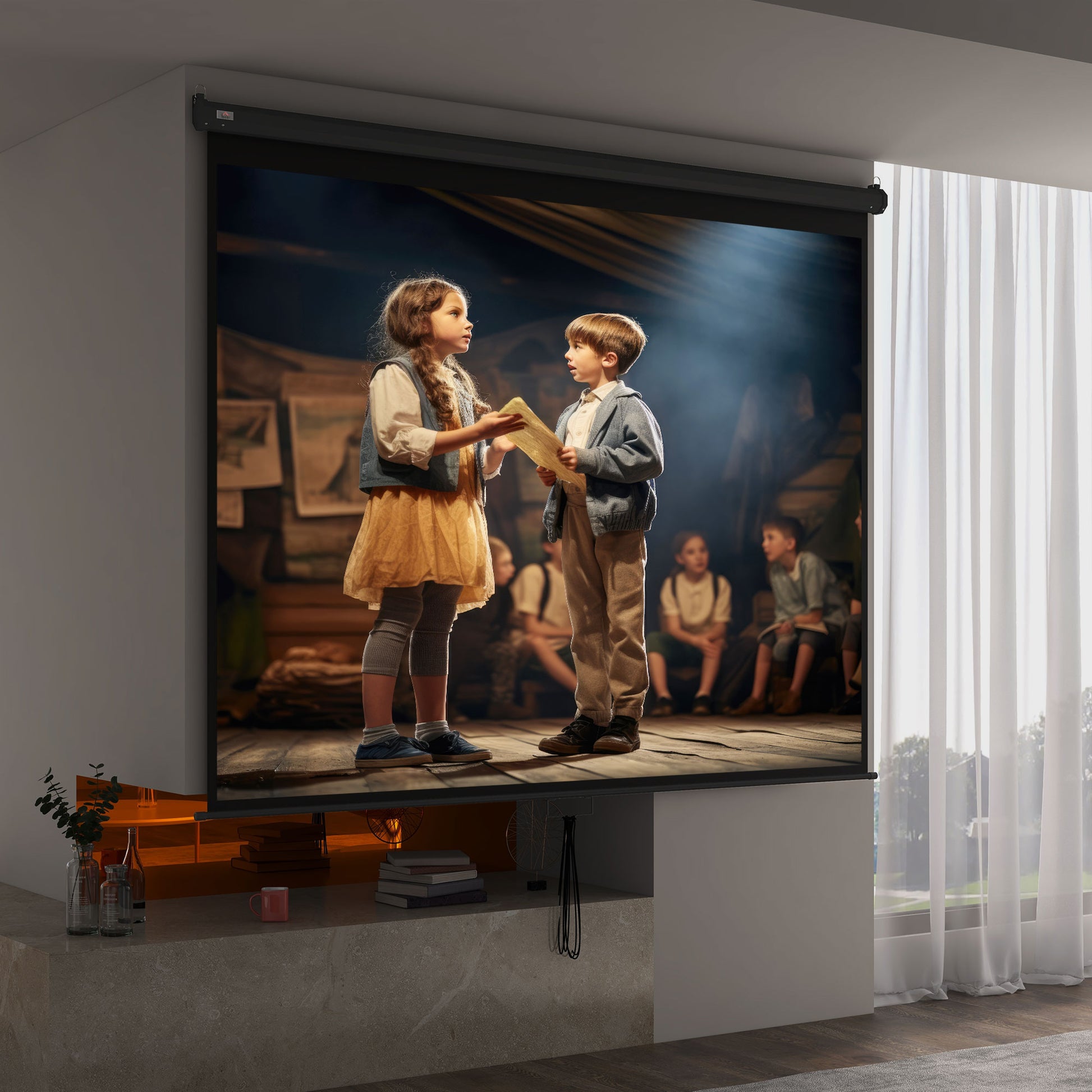 120-Inch Projector Screen 16:9/4:3 Adjustable, Compact Projection Screen 244x183cm White and Black