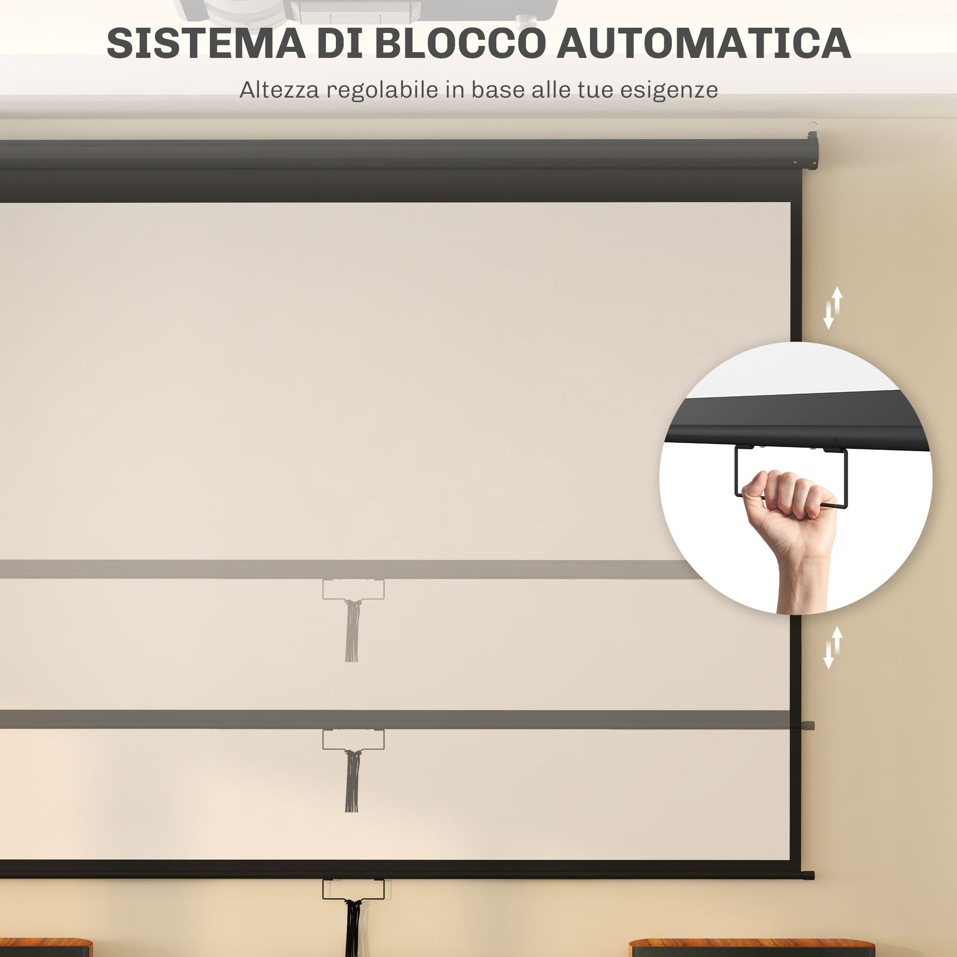 120-Inch Projector Screen 16:9/4:3 Adjustable, Compact Projection Screen 244x183cm White and Black