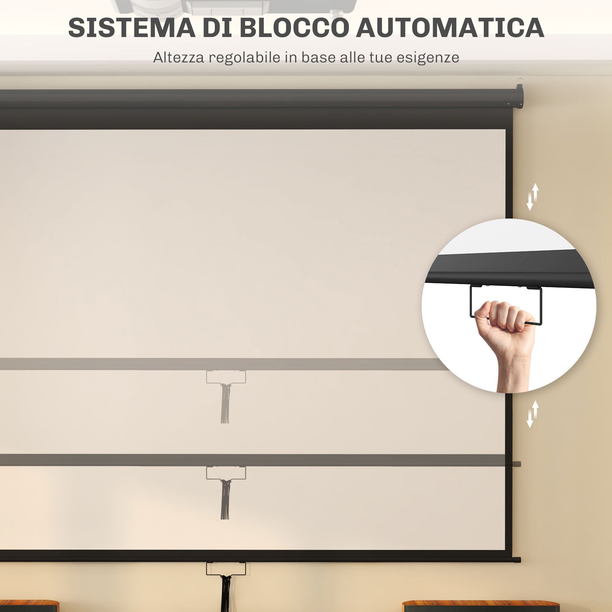 120-Inch Projector Screen 16:9/4:3 Adjustable, Compact Projection Screen 244x183cm White and Black