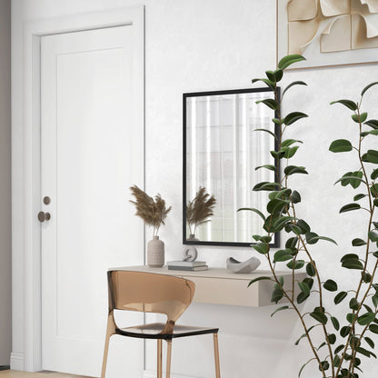 Rectangular Wall Mirror with Hooks, Wall Mirror in Glass and MDF, 60x80 cm, Black