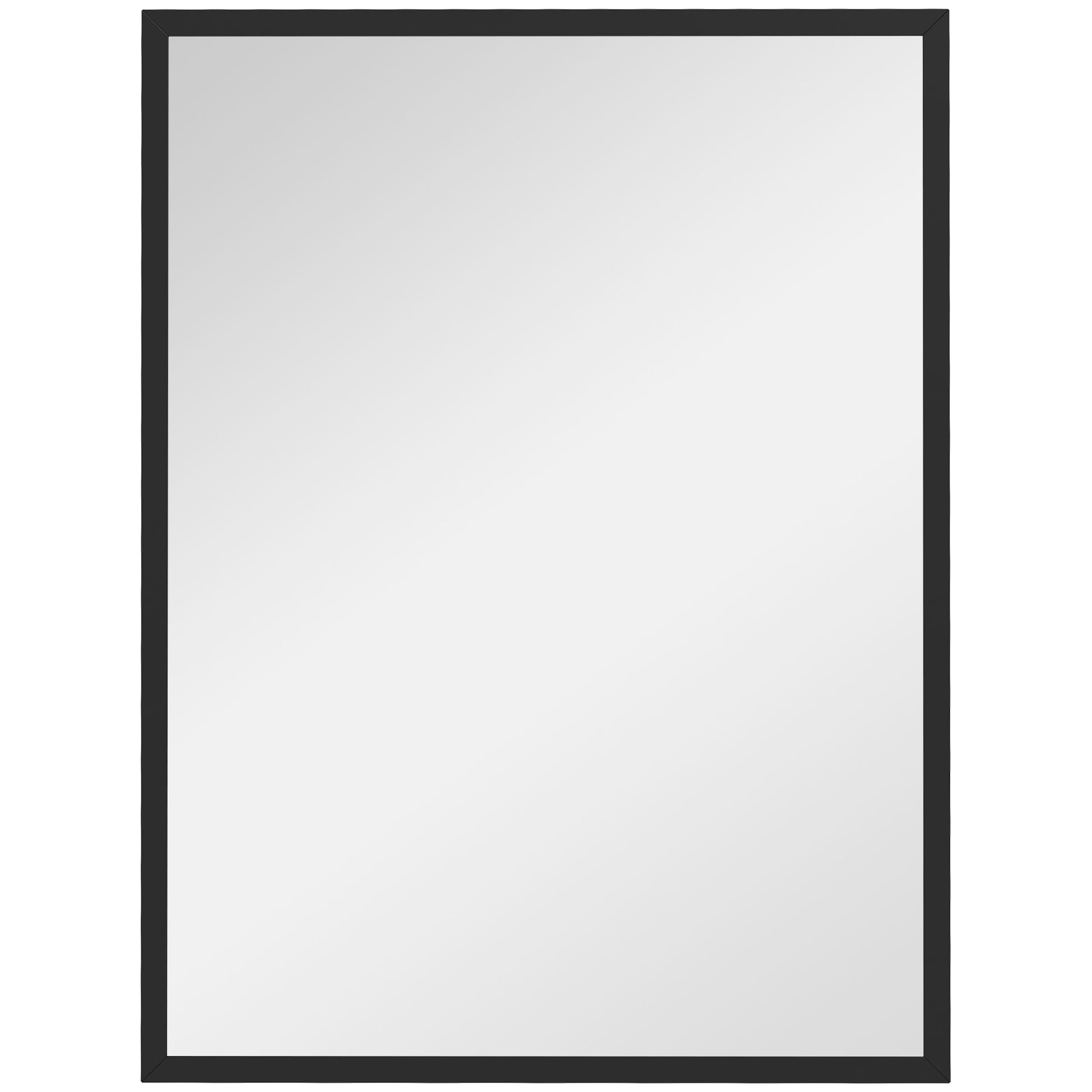 Rectangular Wall Mirror with Hooks, Wall Mirror in Glass and MDF, 60x80 cm, Black