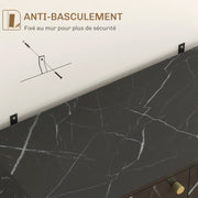 Storage Cabinet Buffet Sideboard with 1 Cupboard 2 Doors and Adjustable Shelf, Metal Legs - 76W x 35D x 77H cm, Black Marble Look