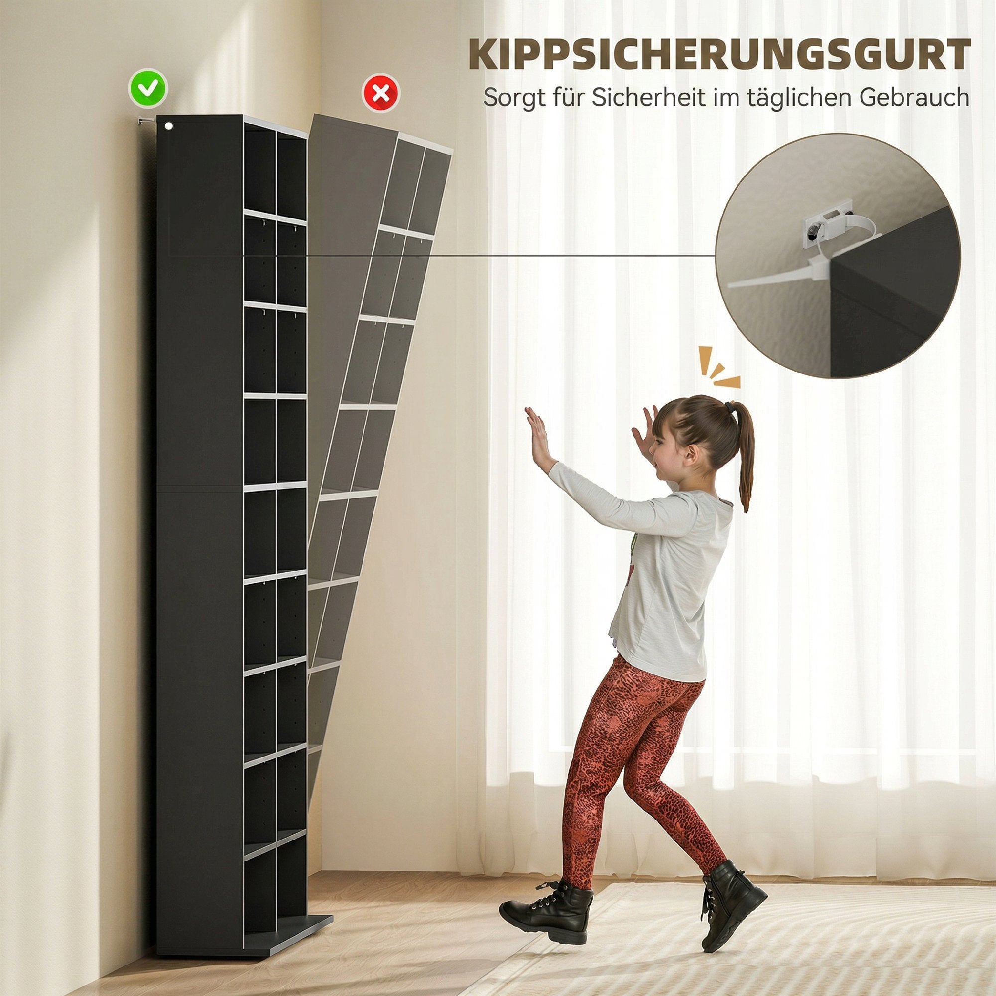 CD, DVD & Blu‑ray Media Storage Tower — Holds up to 640 CDs / 360 DVDs / 430 Blu‑rays, Adjustable Shelves, Black (30.9 x 9.4 x 68.9 in)